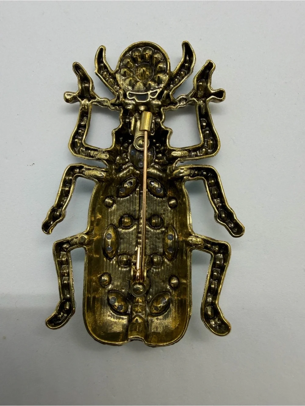 Teal and Blue Jeweled Beetle Brooch
